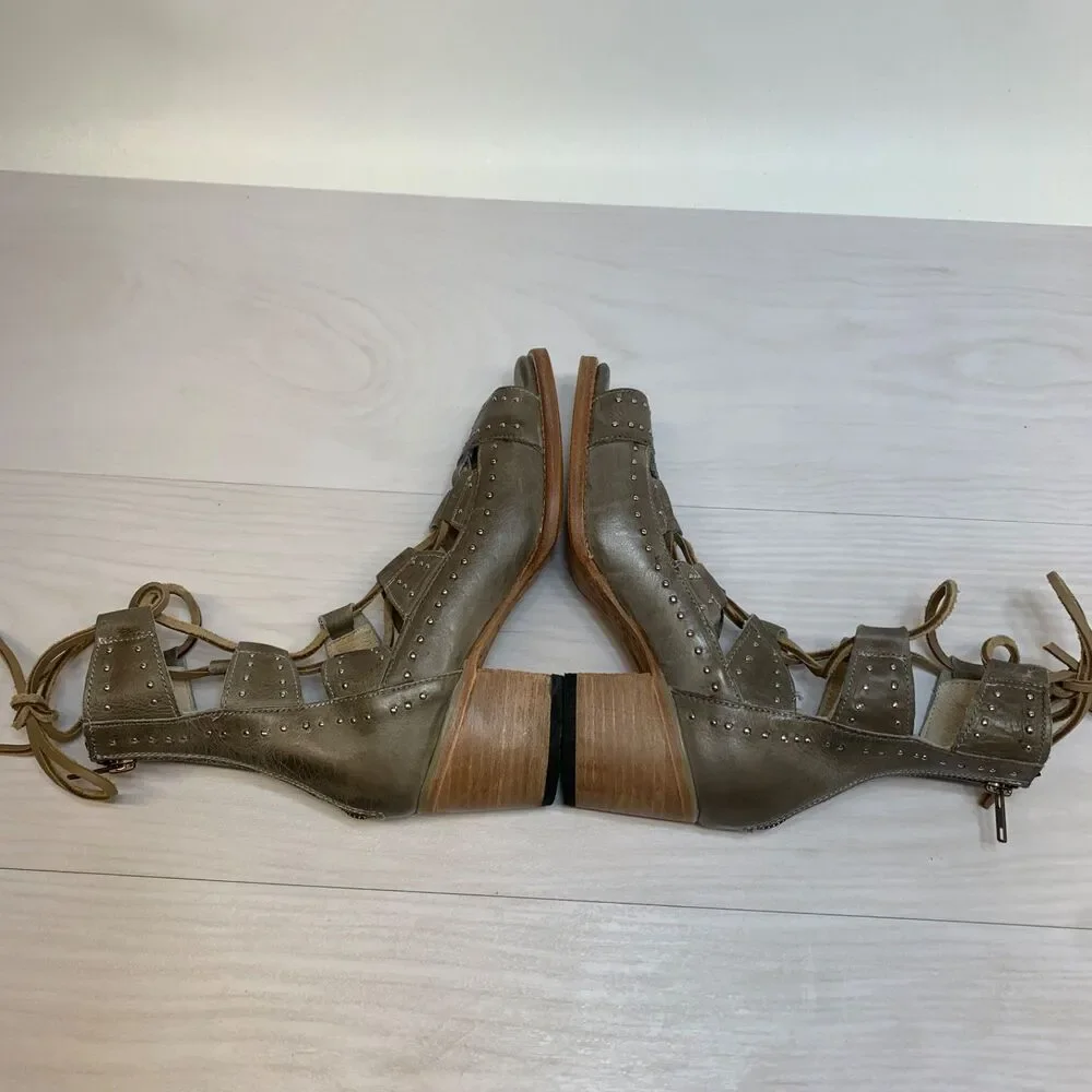 Freebird By Steven Hazel Ice Sandals Size 8 Leather Strappy Heels‎ Sandals